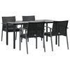 vidaXL 5 pcs conjunto de jantar p/ jardim c/ almofadões vime PE e aço