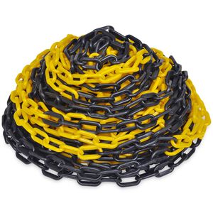 vidaXL Cadeia de pl&aacute;stico de aviso, amarelo e preto, 30 m