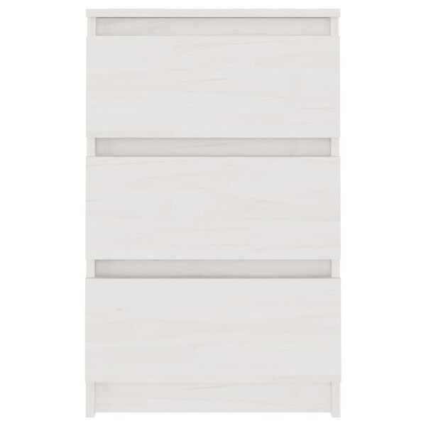 vidaXL Mesa de cabeceira 40x29,5x64 cm madeira de pinho maci&ccedil;a branco