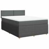 vidaXL Cama com molas/colch&atilde;o 140x190 cm tecido cinzento-escuro