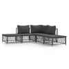 vidaXL 5 pcs conjunto lounge de jardim com almofad&otilde;es a&ccedil;o antracite