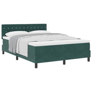 vidaXL Cama Box com colch&atilde;o Verde Escuro 140 x 190 cm Veludo