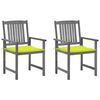 vidaXL Cadeiras de jardim com almofad&otilde;es 2 pcs ac&aacute;cia maci&ccedil;a cinza