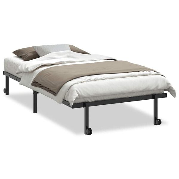 vidaXL Estrutura de cama sem colch&atilde;o Dobr&aacute;vel 100x200 cm a&ccedil;o preto