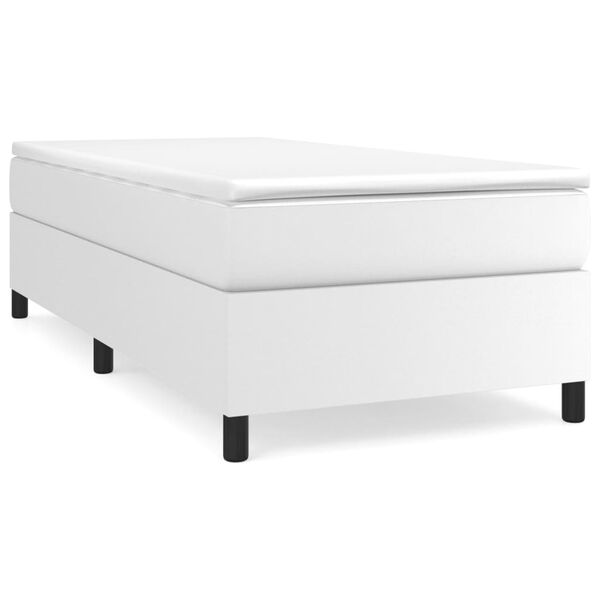 vidaXL Cama com molas/colchão 100x200 cm couro artificial branco