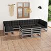 vidaXL 9pcs conjunto lounge de jardim c/ almofadões pinho maciço cinza