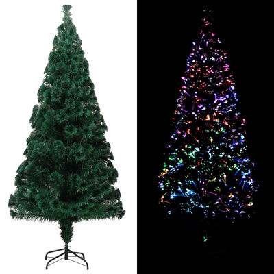 vidaXL Árvore de Natal artificial com suporte 240 cm fibra ótica verde |  