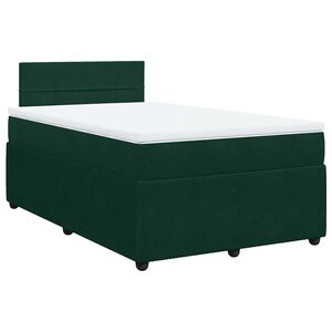vidaXL Cama boxspring com colch&atilde;o 120x200 cm veludo verde-escuro
