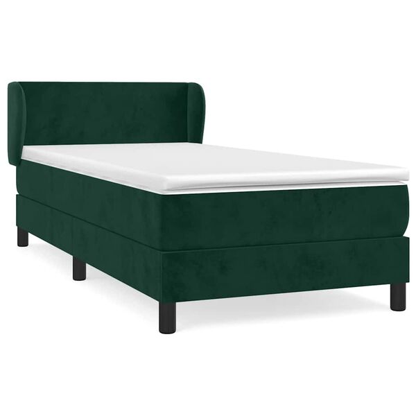 vidaXL Cama com molas/colch&atilde;o 80x200 cm veludo verde-escuro