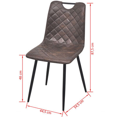 vidaXL Cadeiras de jantar 2 pcs couro artificial castanho-escuro