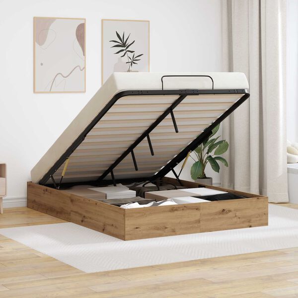 vidaXL Estrutura de Cama Ottoman Carvalho Artesanal 120 x 190 cm