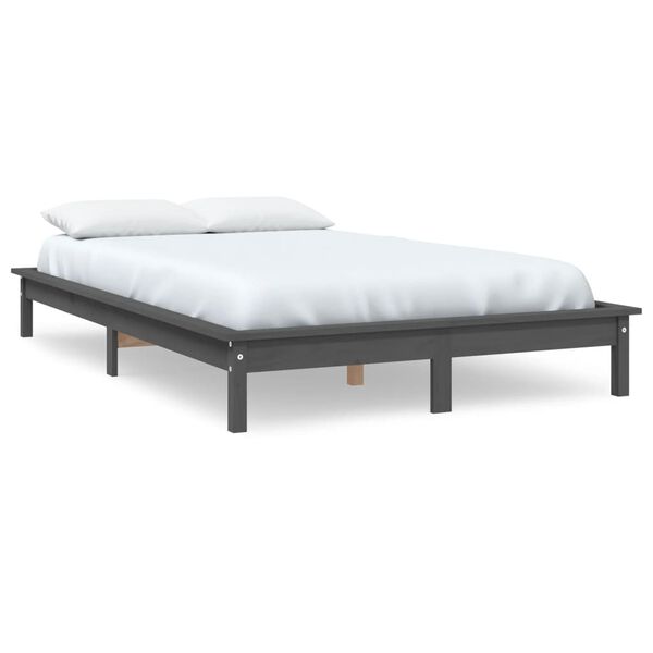 vidaXL Estrutura de cama 160x200 cm pinho maci&ccedil;o cinzento
