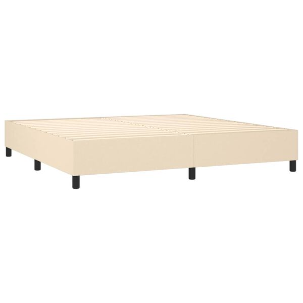 vidaXL Cama com molas/colch&atilde;o 200x200 cm tecido cor creme
