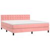 vidaXL Cama box spring c/ colch&atilde;o/LED 160x200 cm veludo rosa