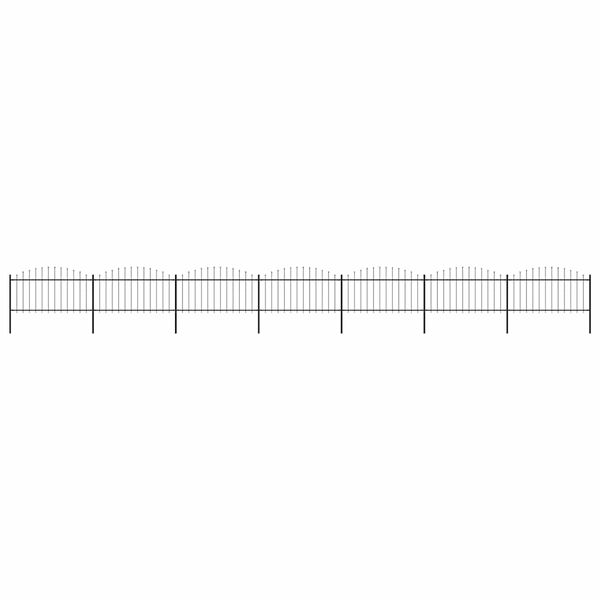 vidaXL Cerca de jardim com ponta de lan&ccedil;a em a&ccedil;o 1248x150 cm, preta