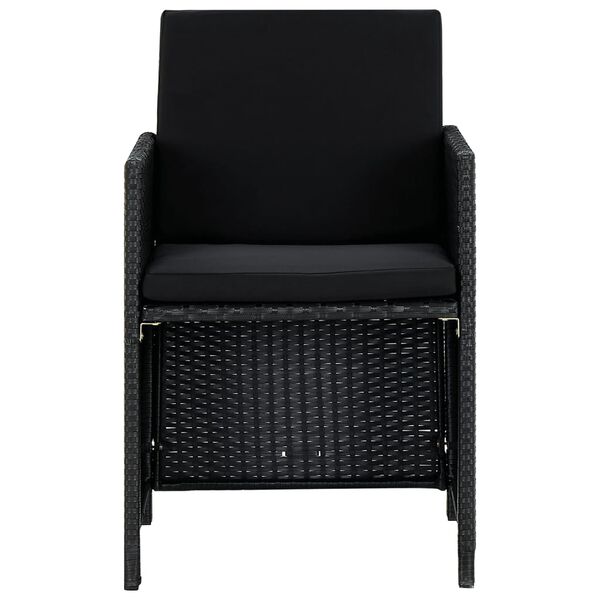 vidaXL 9 pcs conjunto jantar exterior com almofad&otilde;es vime PE preto