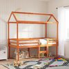 vidaXL Telhado cama infantil 207x95,5x159 cm pinho maci&ccedil;o castanho mel