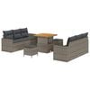 vidaXL Conjunto de Sof&aacute; de Jardim 9 pcs Cinzeto vime PE
