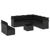 vidaXL 10 pcs conjunto sof&aacute;s de jardim c/ almofad&otilde;es vime PE preto