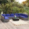 vidaXL 10 pcs conjunto lounge de jardim c/ almofad&otilde;es vime PE cinza