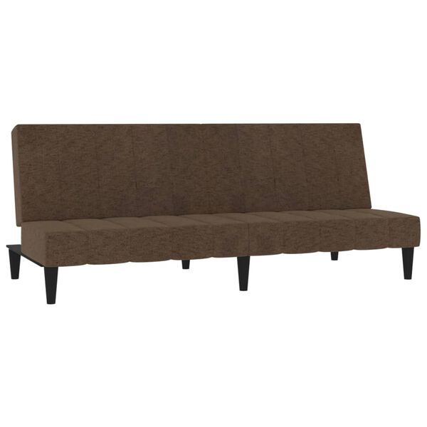 vidaXL Sof&aacute;-cama 2 lugares com banco tecido de microfibra castanho