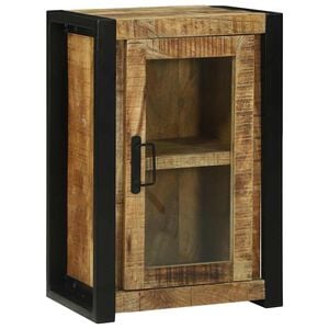 vidaXL Arm&aacute;rio de Banheiro com porta Castanho Madeira de manga maci&ccedil;a