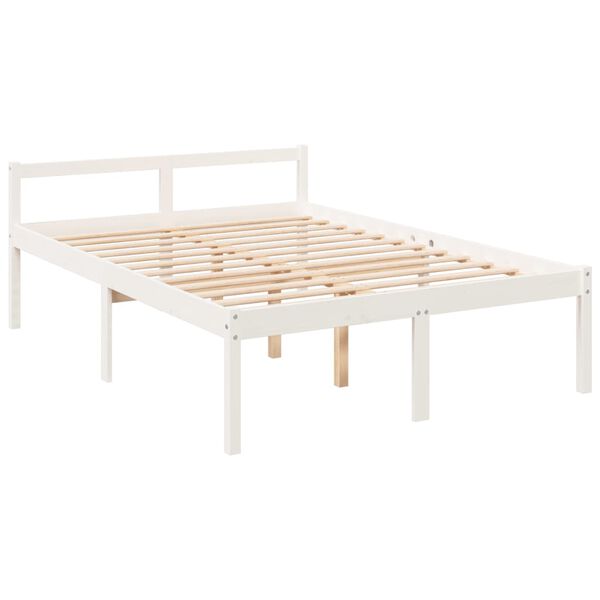 vidaXL Cama para idosos 140x190 cm pinho maci&ccedil;o branco