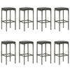 vidaXL 9 pcs conjunto de bar p/ jardim c/ almofadões vime PE cinzento