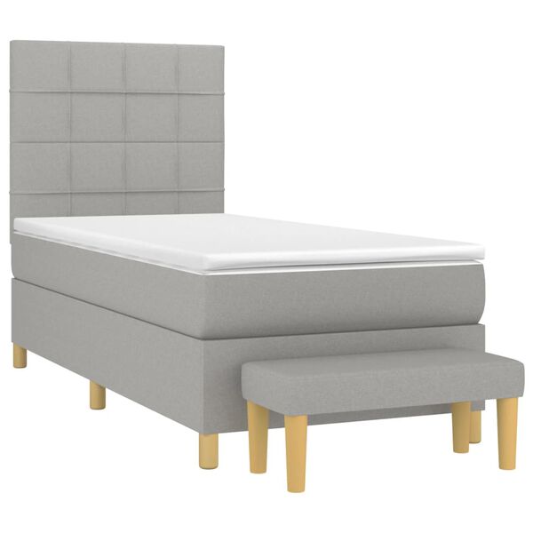 vidaXL Cama com molas/colch&atilde;o 90x190 cm tecido cinzento-claro