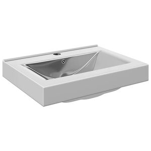 vidaXL Lavat&oacute;rio com extravasamento 60x46x16 cm cer&acirc;mica prateado