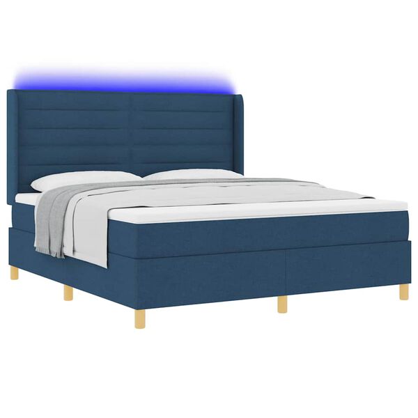 vidaXL Cama Box com colch&atilde;o com cabeceira Azul 140 x 200 cm tecido