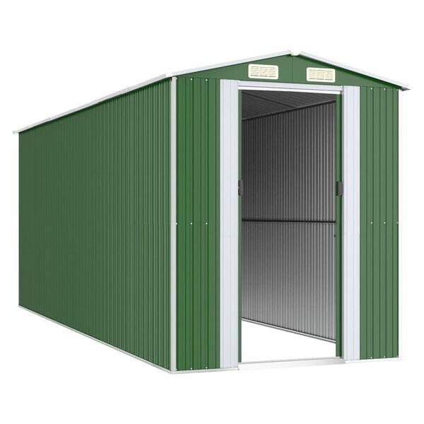 vidaXL Abrigo de jardim 192x523x223 cm aço galvanizado verde