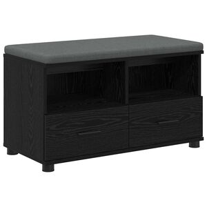 vidaXL Banco de Hall com almofada Carvalho Preto 80 x 38 x 46 cm