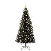 vidaXL &Aacute;rvore de Natal com 300 LEDs com suporte Preto 210 cm PVC