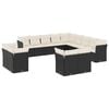 vidaXL 13 pcs conjunto de sof&aacute;s de jardim com almofad&otilde;es vime PE preto