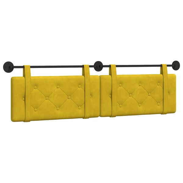 vidaXL Cabeceira Suspensa Amarelo 190 x 55 x 5 cm Veludo