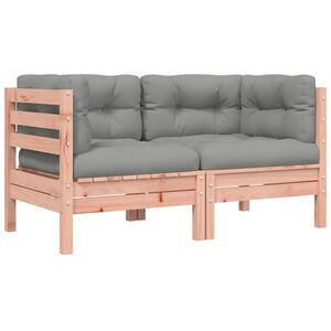 vidaXL Sof&aacute;s canto p/ jardim c/ almofad&otilde;es 2pcs madeira douglas maci&ccedil;a