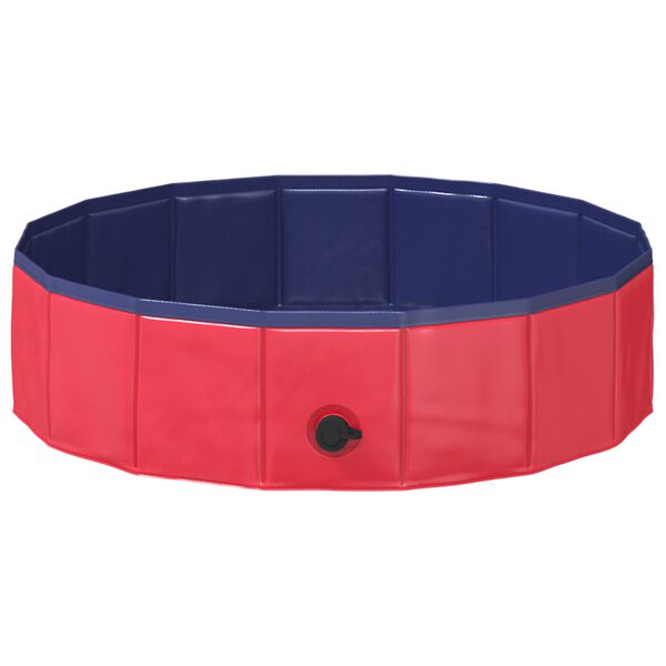 vidaXL Piscina Dobr&aacute;vel para C&atilde;es Vermelho e Azul 80 x 80 x 20 cm PVC