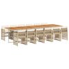 vidaXL 13 pcs conjunto de jantar p/ jardim com almofad&otilde;es vime PE bege