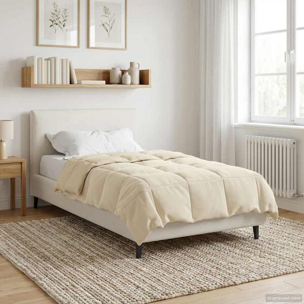 vidaXL Edredom de Inverno Colchonete Creme 135 x 200 cm Microfibra