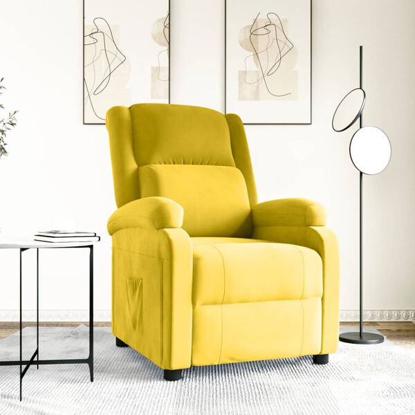 vidaXL Poltrona reclin&aacute;vel veludo amarelo