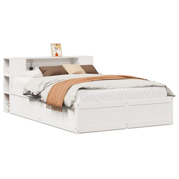 vidaXL Cama sem colch&atilde;o 160x200 cm madeira de pinho maci&ccedil;a branco