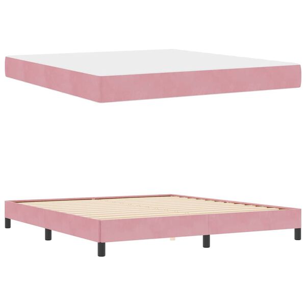 vidaXL Cama Box com colch&atilde;o Rosa 180 x 210 cm tecido