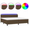 vidaXL Cama box spring c/ colch&atilde;o/LED 200x200cm tecido castanho-escuro