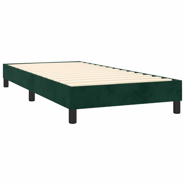 vidaXL Cama com molas/colch&atilde;o 80x200 cm veludo verde-escuro