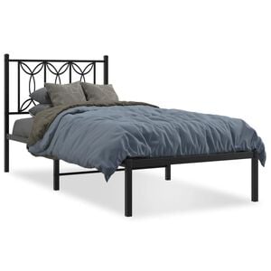vidaXL Estrutura de cama com cabeceira 90x200 cm metal preto