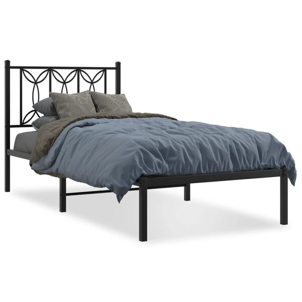vidaXL Estrutura de cama com cabeceira 90x200 cm metal preto