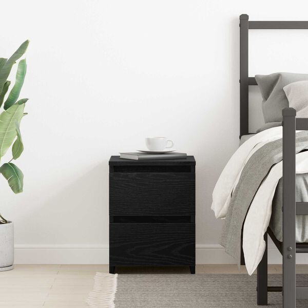 vidaXL Armário de Cabeceira com gaveta Carvalho preto 30 x 30 x 40 cm