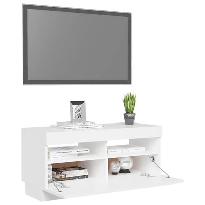vidaXL Móvel de TV com luzes LED 80x35x40 cm branco