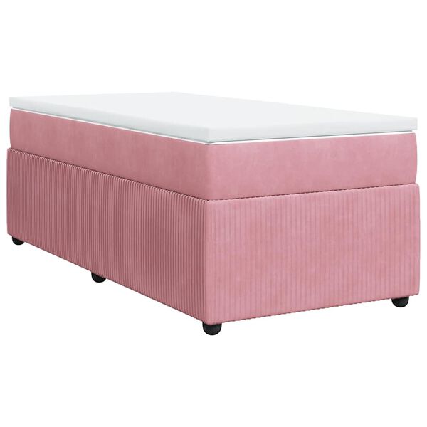 vidaXL Cama com molas/colch&atilde;o 90x200 cm veludo rosa